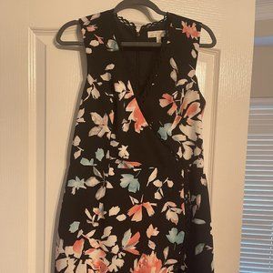Dress the Population Black Floral Cocktail Dress with Asymmetrical Hem